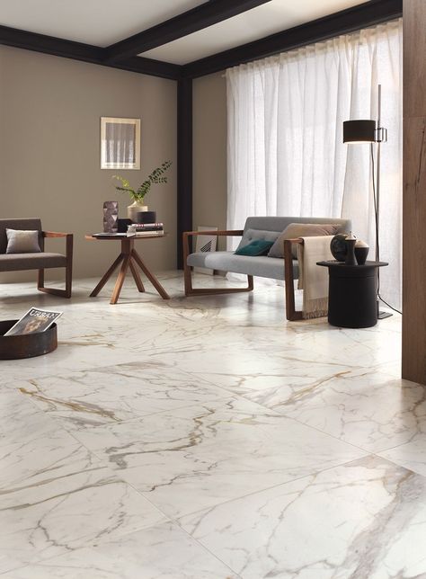 Porcelain stoneware flooring with #marble effect BISTROT by Ragno @marazzitile Marble Floor Living Room, Luxury Marble Flooring, Ceramic Floor Tiles Living Room, Room Tiles Design, Chic Living Room Design, Marble Living Room, Italian Marble Flooring, Living Room Marble, Marble Flooring Design