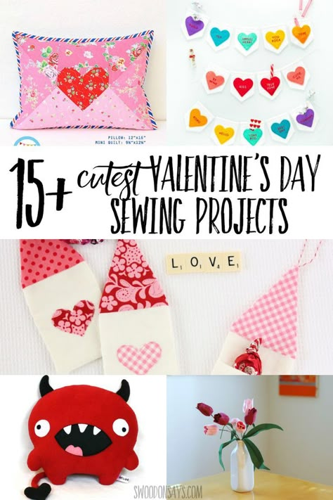 15+ cutest Valentine's Day Projects to Sew - see fun heart sewing projects and Valentine gifts to sew! Valentines Sewing, Valentine Sewing, Sewing Classes For Beginners, Beginners Sewing, Cute Sewing Projects, Sewing Project Ideas, Diy Valentine's Day, My Funny Valentine, Valentine's Day Crafts