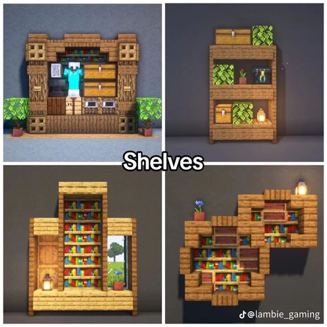 Minecraft Library Storage, Minecraft Shoe Rack, Minecraft Armour Stand Ideas, Crafting Station Minecraft, Minecraft Side Table, Decorate Minecraft House, Minecraft Chair Designs, Minecraft Interior Ideas Living Rooms, Mailbox Minecraft