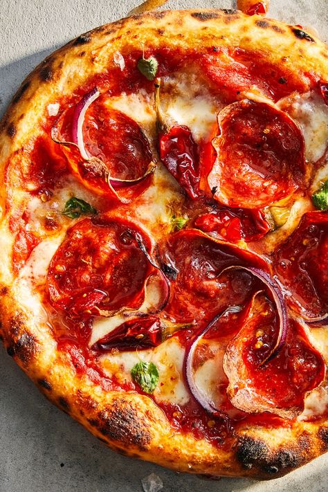 This soppressata pizza recipe incorporates Calabrian chilies and hot honey to create the ultimate comfort food meets pizza recipe.#pizzarecipes #sopressatarecipes #comfortfood #hothoneypizza #hothoneyrecipes