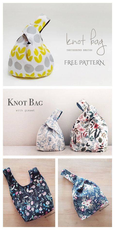 DIY Japanese Knot Bag Free Sewing Patterns | Fabric Art DIY Knot Purse Pattern, Japanese Bag Sewing Patterns, Knot Bag Sewing Pattern, Bento Yarn Bag Pattern, Pattern For Japanese Knot Bag, Japanese Knot Bag Sewing Pattern, Japanese Purse Patterns, Sewing Patterns For Bags Free, Large Japanese Knot Bag Pattern Free