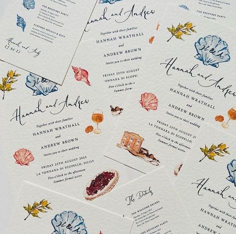 Natasha Howie on Instagram: "Here is a recent collaboration with the best @tenstorystationery 💌" Watercolor Stationary, Wedding Stationary Design, Watercolor Menu, Illustrated Wedding Invitations, Painted Water, Invite Design, Hand Painted Wedding, Custom Wedding Stationery, Watercolour Illustration