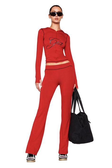 BLARE TRACKPANT - RED I Am Gia Tracksuit, Gia Tracksuit, Chan Christmas, Red Loungewear, I Am Gia Set, Cute Chill Outfits, Mari Chan, Sinful Clothing, Swag Era