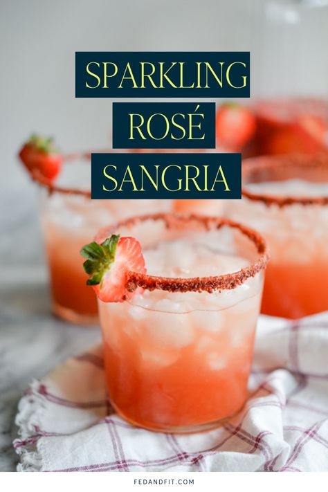 This Sparkling Rosé Sangria is a festive, delicious pitcher cocktail that will help bring your next gathering to life! With the use of sparkling rose, fresh lime juice, tequila, and a few other ingredients, this beverage is a breeze to whip up. You and your guests will love it! A perfectly pink drink for Valentine's Day! Valentines Party Cocktails, Pink Sangria Recipes, Sparkling Rose Sangria, Pink Galentines Cocktails, The Best Sangria Recipe, Rose Sangria Recipes Easy, Valentine’s Day Sangria, Rose Drink Recipes, Valentines Sangria Recipes