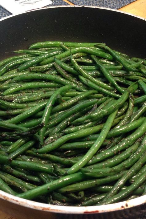 Pan Fried Green Beans | "This is the fried green beans recipe I've been searching for! The beans still have a slight bite to them. And the aroma that fills the kitchen is amazing!" #allrecipes #sidedishrecipes #sides #dinnersidedish #sidedishes #sidedishideas Green Bean Pan Fried, Skillet Fried Green Beans, Pan Fried Green Beans Garlic, How To Cook Fresh Pole Beans, Flash Fried Green Beans, Crispy Fried Green Beans, Fried Green Beans Skillet, Pan Seared Green Beans, String Beans Recipe Sauteed