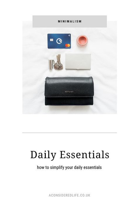 Simplifying The Essentials Minimalist Bag Essentials, Kanken Mini, Essentials List, Minimalist Bag, Oversized Bag, Key Wallet, Bag Essentials, Black Card, Minimalist Lifestyle