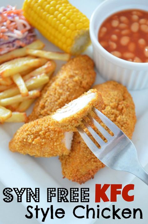 Syn free KFC style chicken. *Slimming world friendly* A delicious home-made KFC style takeaway with an easy to follow recipe. Kfc Takeaway, Kfc Style Chicken, Slimmers World Recipes, Sliming World, Sw Meals, Kfc Chicken, Recipe Dinner, Syn Free, Ideas Family