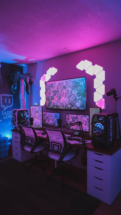 Streaming Room, Games Room Inspiration, Small Game Rooms, Gaming Bedroom, Gamer Bedroom, Aesthetic Game, Gaming Aesthetic, Gaming Room Ideas, Best Gaming Setup