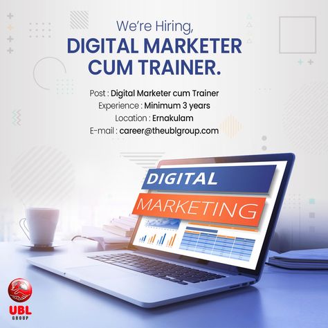 WE ARE HIRING YOU! Job opening for Digital marketer cum Trainer Experience : 3 years Do you have training experience in Digital marketing? Then we have an opportunity for you! If you are interested, please send your resume to : Career@theublgroup.com 📞+91 77366 48367 #digitalmarketingjobs #digitalmarketing #jobs #career #jobvaccancy #ubl #marketing #socialmediamarketing #socialmedia #branding #business #onlinemarketing #marketingdigital #digitalmarketingagency Social Marketing, Branding Business, Digital Marketer, We Are Hiring, We're Hiring, Marketing Jobs, Job Opening, Digital Marketing Agency, Online Marketing