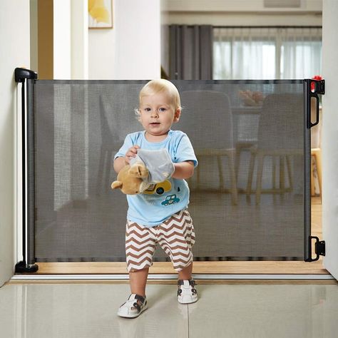 EasyBaby Retractable Baby Gate, 33" Tall, Extends up to 55'' Wide, Grey/Child Safety Baby Gates, Pet Retractable Gates for Stairs, Doorways, Hallways, Indoor and Outdoor Retractable Pet Gate, Wide Baby Gate, Cat Gate, Retractable Baby Gate, Child Safety Gates, Retractable Gate, Safety Gates, Dog Kennel Cover, Safety Fence