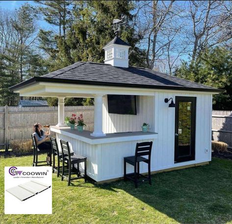 Products list direct from CN Backyard Bar Shed, Shed Bar Ideas, Shed Bar, Oasis Design, Covered Backyard, Backyard Covered Patios, Pool Shed, Bar Shed, Backyard Pavilion