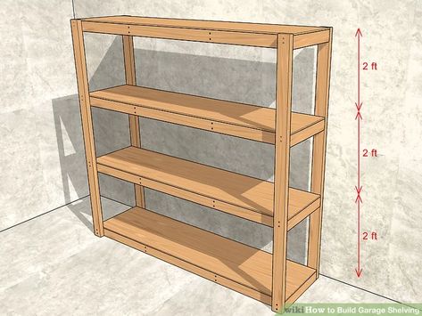 Wooden Garage Shelves, Homemade Shelves, Basement Storage Shelves, Build Garage, Shed Shelving, Building Shelves, Garage Storage Inspiration, Diy Garage Storage Cabinets, Wood Storage Shelves