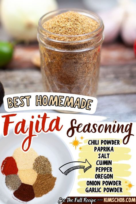 Enhance your dishes with this versatile homemade fajita seasoning mix! Ideal for chicken, steak, and veggies, it's flavorful, filler-free, and delicious. Perfect for elevating your meals! Fajita Seasoning Single Serving, Chicken Fajita Seasoning Recipe Spice Mixes, Steak Fajitas Seasoning Recipe, Low Sodium Fajita Seasoning, Steak Fajita Seasoning Recipe, Homemade Chicken Fajita Seasoning, Easy Fajita Seasoning, Fajita Seasoning Recipe Steak, Fajita Mix Seasoning