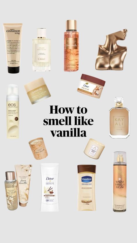 #vanilla #bodycare Body Oil Vanilla, Body Care Vanilla, Gourmand Body Care, Cheap Wishlist Ideas, Cheap Vanilla Perfume, Vanilla Self Care, Vanilla Body Care, To Smell Like Vanilla, Smell Like Vanilla