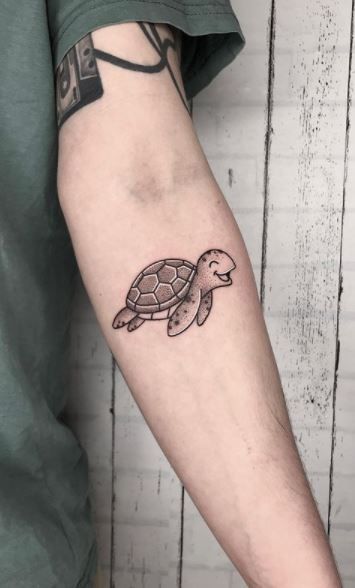 50 Amazing Turtle Tattoos, Ideas & Meaning - Tattoo Me Now Turtle With Bubbles Tattoo, Heart Turtle Tattoo, Sea Turtle Semi Colon Tattoo, Men’s Turtle Tattoo, Turtle Tatoos Ideas, Black And White Turtle Tattoo, Cute Small Turtle Tattoo, Cool Turtle Tattoos, Turtle Tattoos Men