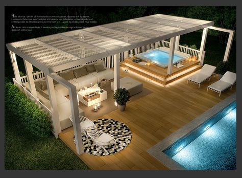 Outdoor Pool & Lounge Whirlpool Deck, Hot Tub Patio, Pool And Hot Tub, Hot Tub Deck, Hot Tub Backyard, Hot Tub Garden, Pergola Design, Jacuzzi Outdoor, Backyard Pergola