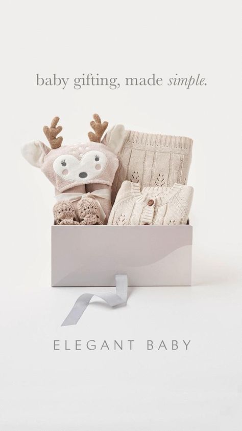 Gift Box Newborn, Baby Gift Box Ideas, Baby Box Gift, Baby Luxury, Newborn Gift Boxes, Baby Hampers, Baby Brands, Luxury Baby Gifts, Pom Pom Baby