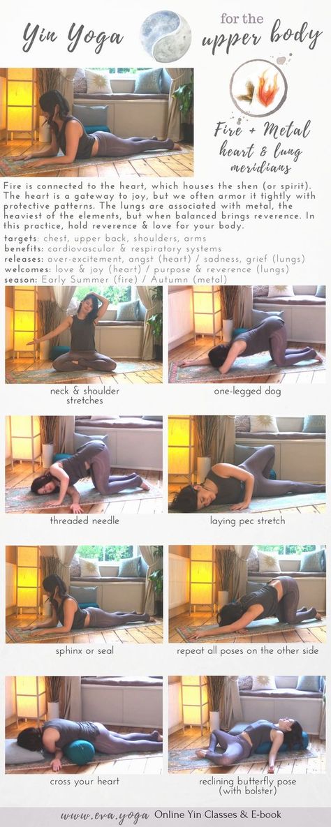 Yin yoga for the upper body Yin Yoga Sequence, Yin Yoga Poses, Yoga Online, Beginner Yoga, Yoga Iyengar, Yoga Style, Yoga Moves, Easy Yoga Workouts, Qi Gong