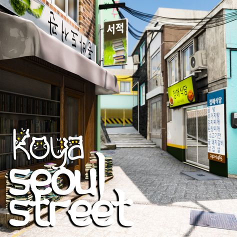 Blender Scenes, Korean Furniture, Blender Scene, Seoul Street, Sims 4 Patreon, Sims 4 House Plans, Alt Goth, Sims Games, Sims 4 Houses