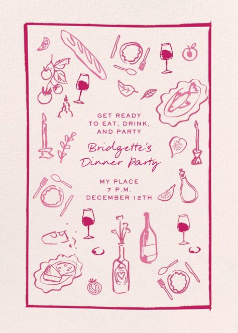 Table Doodle - Dinner Party Invitation | Send online instantly | RSVP tracking Table Doodle, Online Party Invitations, Modern Classic Wedding Invitations, Dinner Party Invitations, Belated Birthday Card, Dinner Party Themes, Birthday Dinner Party, Kids Birthday Themes, Book Party