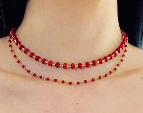 Beaded Coral and Pearl Necklace Freshwater Pearl Natural - Etsy Israel Red Beads Necklace, Red Pearl Necklace, Red Rosary, Rosary Chain Necklace, Red Coral Necklace, Coral Beads Necklace, Turquoise Hoop Earrings, Aquamarine Earrings, Gold And Red