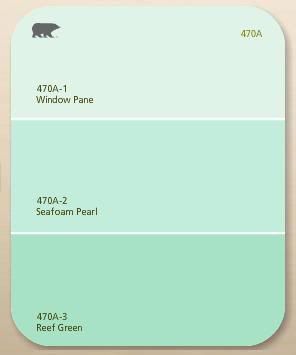 Seafoam Green Living Room Walls, Pearl Furniture, Mint Green Paints, Green Front Doors, Eksterior Modern, Hijau Mint, Mermaid Nursery, Pearl Paint, Behr Paint