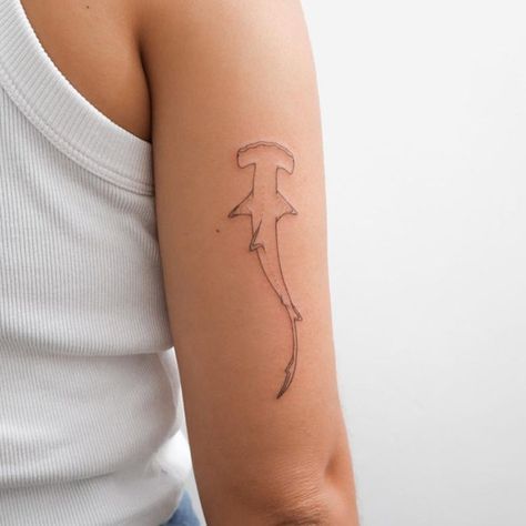 hammerhead shark line tattoo Simple Shark Tattoos For Women, Hammerhead Shark Outline, Shark Line Tattoo, Shark Outline Tattoo, Hammerhead Tattoo, Simple Shark Tattoo, Shark Outline, Small Shark Tattoo, Shark Tooth Tattoo