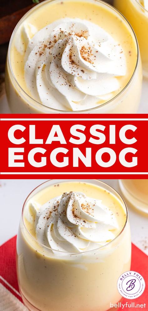 Thick Eggnog Recipe, Egg Nogg Recipe, Whipped Icing Recipe, Cooked Egg Nog, Best Eggnog Recipe, Homemade Eggnog Recipe, Eggnog Cocktail, Classic Eggnog, Eggnog Recipe Homemade