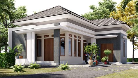 1storey House Design, Small Exterior House Design, Small Exterior House, Flat House Design, Exterior House Design, Bungalow Style House, Building House Plans Designs, One Story Homes, Farmhouse House