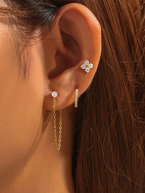 Multiple Piercings Earrings, Piercings Earrings, Multiple Piercings, Cute Flowers, Gold Collar, Earring For Women, Ear Piercing, Wedding Jewellery, Drop Earring