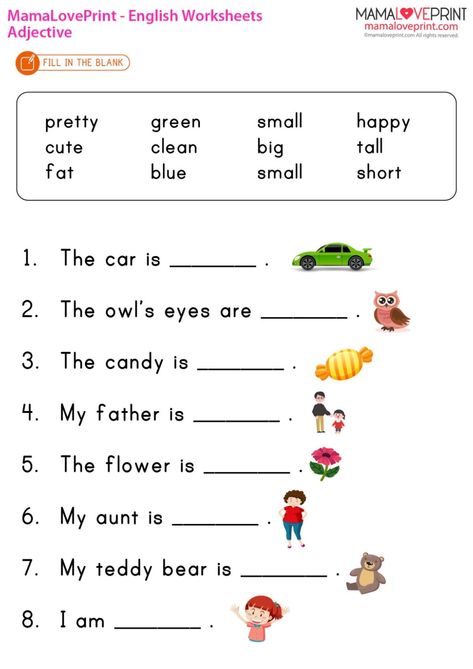 Adjectives For Grade 2 Worksheets, Grade 1 Adjectives Worksheet, Fill In The Blanks With Adjectives, Noun Adjective Worksheet, Circle The Adjectives Worksheets, Adjective Worksheet For Kindergarten, Find The Adjectives Worksheets, Describing Words Grade 2, Adjectives For Kindergarten