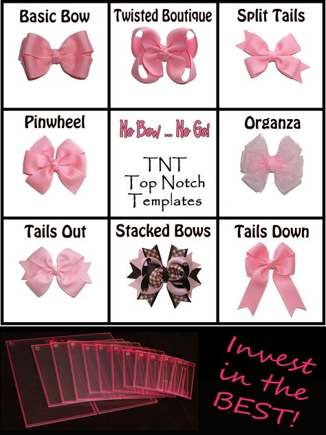 Welcome to No Bow No Go - Home of the Ultimate Hair Bow Instructions                                                                                                                                                                                 More Boutique Hair Bows, Different Types Of Bows, Hair Bow Instructions, Types Of Bows, Hair Bow Tutorial, Bow Template, Diy Bricolage, Making Hair, Bow Tutorial