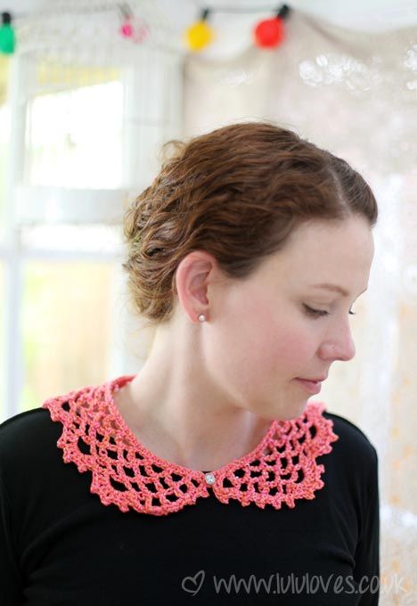 Crochet Lucy Collar - Lululoves Crochet Collars, Col Crochet, Crochet Collar Pattern, Crochet Lace Collar, Crochet Collar, Crochet Blog, Silk Yarn, Collar Pattern, Collar Designs