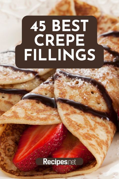 Go to Recipes.net to explore the 45 best crepe fillings, ranging from sweet to savory! Elevate your crepe recipe with these crepe filling ideas. They're perfect for breakfast, brunch, or dessert. Get inspired now! Click now for the full list and explore more crepe recipe filling on our blog. Crepes Recipe Filling, Fall Crepes Recipe, Julia Childs Crepes, Homemade Crepes Filling, Crepe Lunch Ideas, Sweet Crepe Fillings, Crepes Ideas Breakfast, Martha Stewart Crepes Recipe, Ham And Swiss Crepes