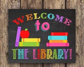 Library Chart Ideas, Welcome To The Library Sign, Welcome To The Library, School Library Bulletin Boards, Library Poster, Library Classroom, School Library Decor, Preschool Library, Rainbow Library