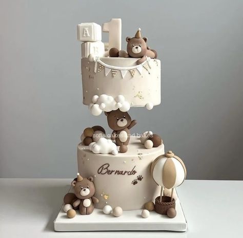 1st Birthday Boy Cake, Teddy Bear Birthday Cake, Vom Avea Un Copil, Twin Birthday Cakes, Baby Boy Birthday Cake, Classy Baby Shower, Baby First Birthday Cake, Baby Birthday Decorations, Teddy Bear Cakes