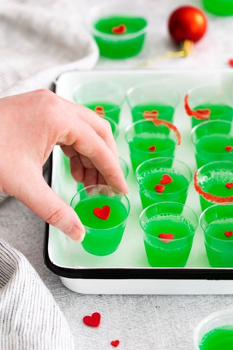 Grinch Jello Shots – Snacks and Sips Grinch Jello Shots, Grinch Jello, Easy Shot Recipes, Fall Desserts Thanksgiving, Jello Shots Recipe, Jello Shot Cups, Christmas Jello Shots, Jello Shot Recipes, Grinch Party