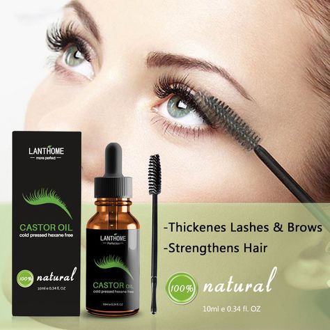 Oil For Eyelash Growth, Eyelashes Growth, Castor Oil Eyelashes, Pure Castor Oil, Castor Oil For Hair Growth, Eyebrow Growth Serum, Eyelash Enhancer, Eyebrow Growth, Stimulate Hair Follicles