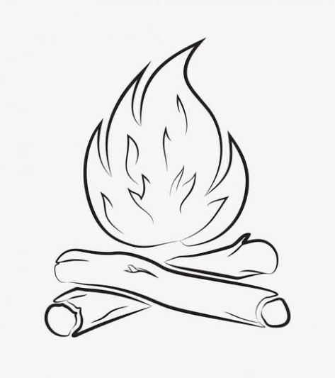 Campfire Line Drawing, Fire Outline Drawing, Fire Clipart Black And White, Small Campfire Tattoo, Fire Simple Drawing, Campfire Drawing Simple, Campfire Tattoo Simple, Fire Drawing Simple, Bonfire Tattoo