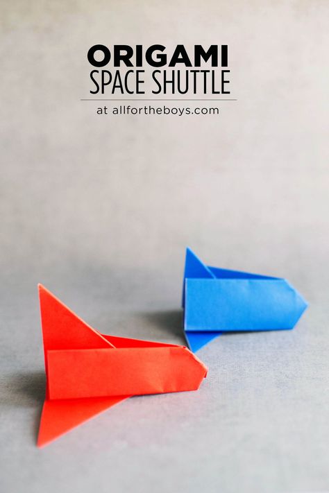 Origami space shuttle Origami Space, Origami Crafts For Kids, Fun Origami Crafts, Lego Space Shuttle, Fun Origami, Space Activities, Useful Origami, Easy Origami, Space Museum