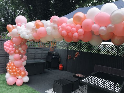 Outdoor Canopy, Canopy Outdoor, Canopy Tent, Balloon Garland, White Rose Gold, Balloon Decorations, White Rose, 2nd Birthday, Gazebo