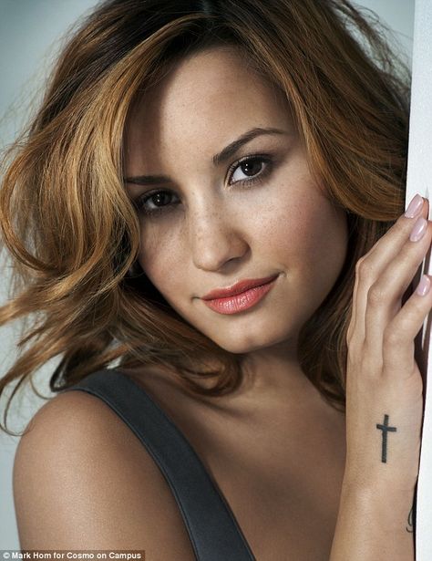 Demi Lovato Tattoos, Demi Lovato Cover, Cross Tattoo Designs, Camp Rock, Glamour Magazine, Cross Tattoo, Girl Crushes, 인물 사진, Woman Crush