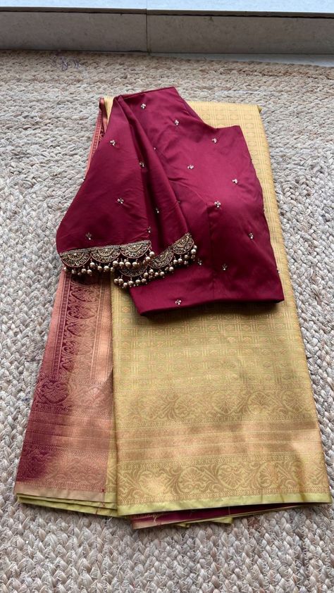 Silk Embroidery Blouse, Maroon Silk Saree, Salwar Kurti, Worked Blouse, Sleeveless Blouse Designs, Cotton Saree Blouse Designs, Traditional Blouse Designs, Wedding Saree Blouse Designs, New Saree Blouse Designs