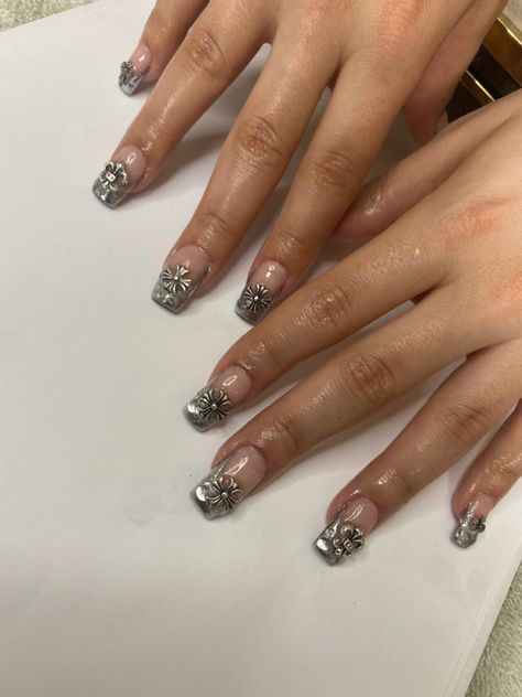 Short Square Nails, Dream Nails, Chrome Hearts, Square Nails, Short Nails, Cute Nails, Nail Inspo, Square, Nails