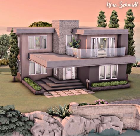 Sims 4 Family House, Casas The Sims Freeplay, Sims 4 Modern House, Modern Minecraft Houses, Sims 4 Houses Layout, Modern Family House, Sims Freeplay Houses, Villain Aesthetic, Minecraft House Plans