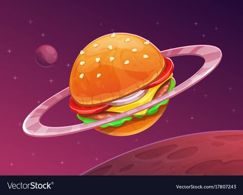 Burger Street, Burger Icon, Planet Wallpaper, Planet Icon, Space Concept, Space Food, Background Food, Black Cat Tattoos, Food Sketch