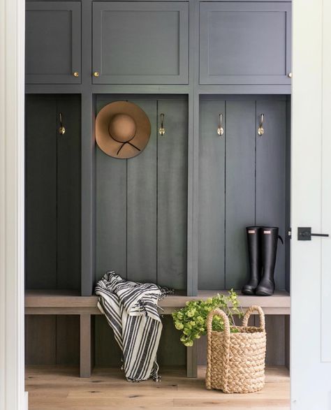 Farmhouse Mudroom, Going Dark, Koti Diy, Mudroom Cabinets, Greige Design, Mudroom Lockers, Mudroom Entryway, Mudroom Decor, Mudroom Laundry Room