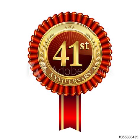 Celebrating 41st anniversary logo, with golden badge and red ribbon isolated on white background. #AD , #anniversary, #logo, #golden, #Celebrating, #st 44th Anniversary, 41st Anniversary, 42nd Anniversary, Anniversary Logo, Golden Anniversary, Industrial Photography, Ad Logo, Red Ribbon, White Background