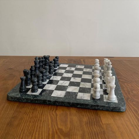 Make Your Bed on Instagram: “Large Marble Chess Set SOLD” Stone Chess Board, Fancy Chess Board, Chess Set Resin, Chess Board Marble, Marble Ideas, Resin Chess Set, Stone Chess Set, Wooden House Design, Marble Chess Set