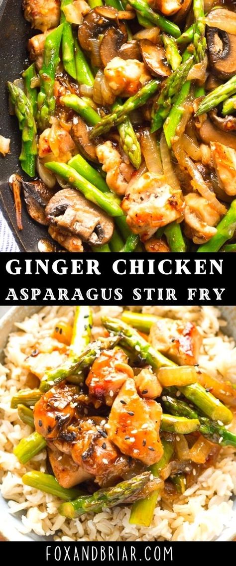 Chicken Asparagus Stir Fry, Ginger Chicken Stir Fry, Ginger Chicken Recipes, Chicken Stir Fry Recipe, Asparagus Stir Fry, Grilled Asparagus Recipes, Spring Produce, Easy Stir Fry, Stir Fry Recipe